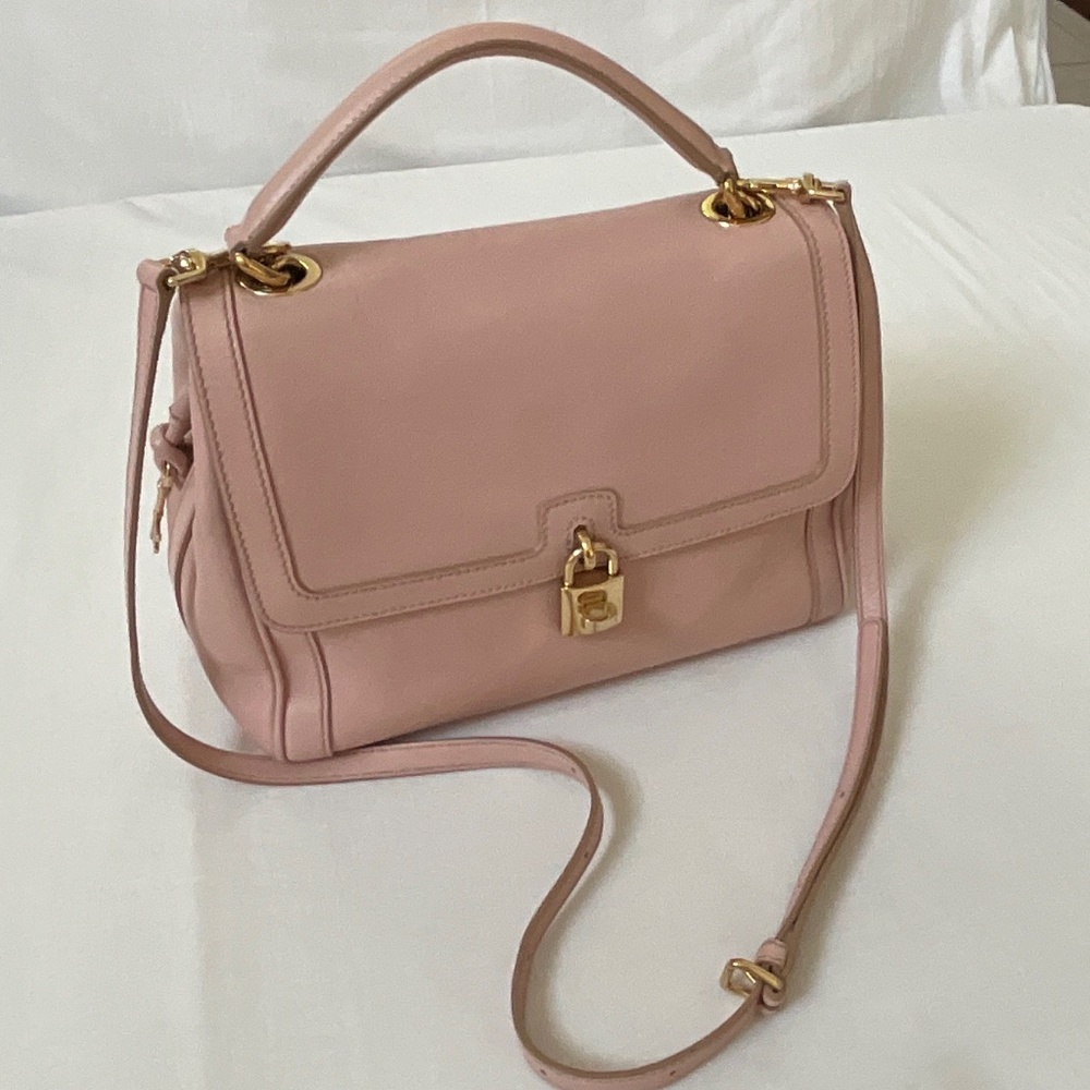 DOLCE & GABBANA Padlock 2-Way Flap Satchel Pink